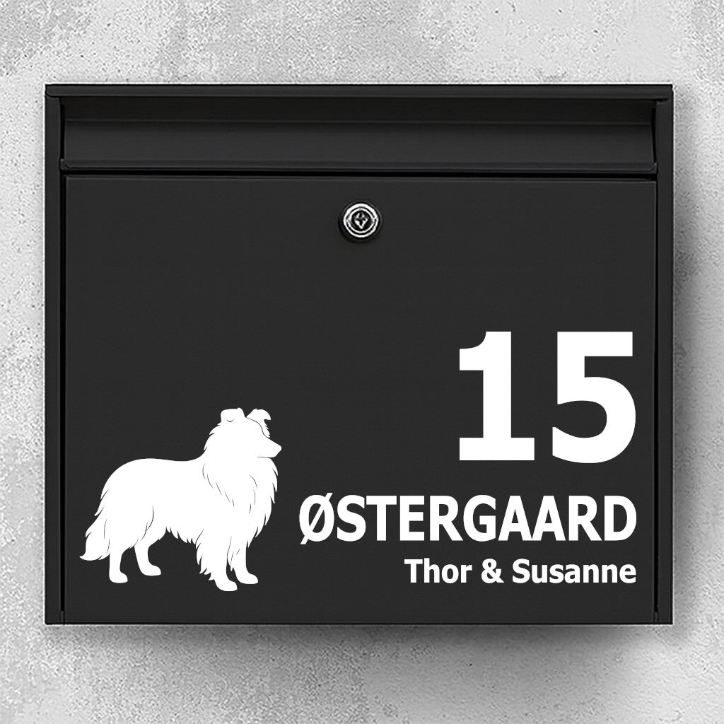 Mailbox sticker withshetland sheepdog