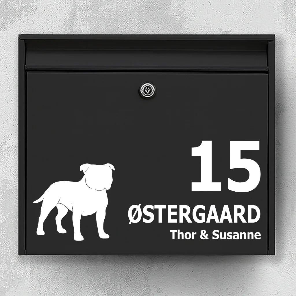 Mailbox sticker with Staffordshire Bull Terrier
