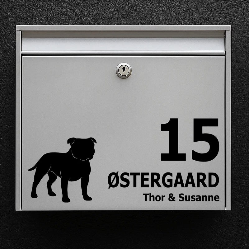 Mailbox sticker with Staffordshire Bull Terrier