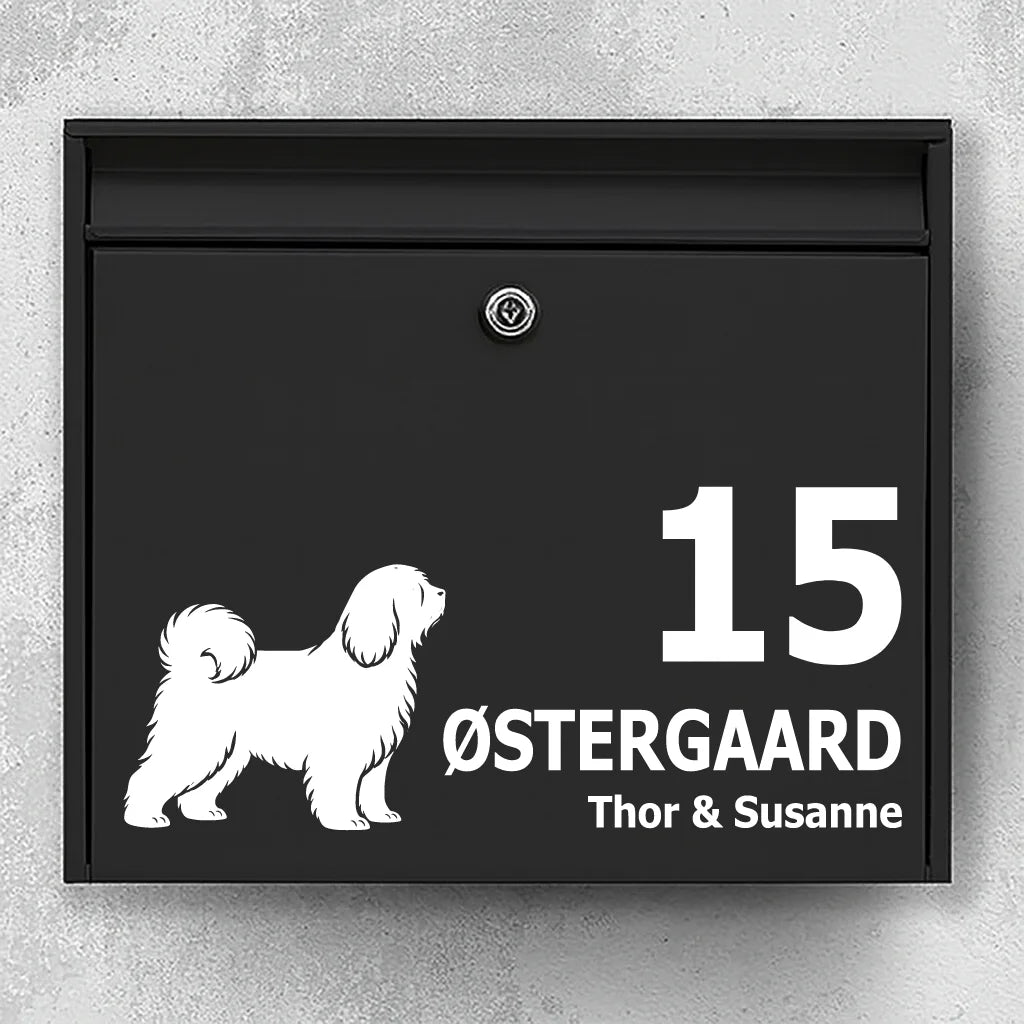 Mailbox sticker with Tibetan Terrier