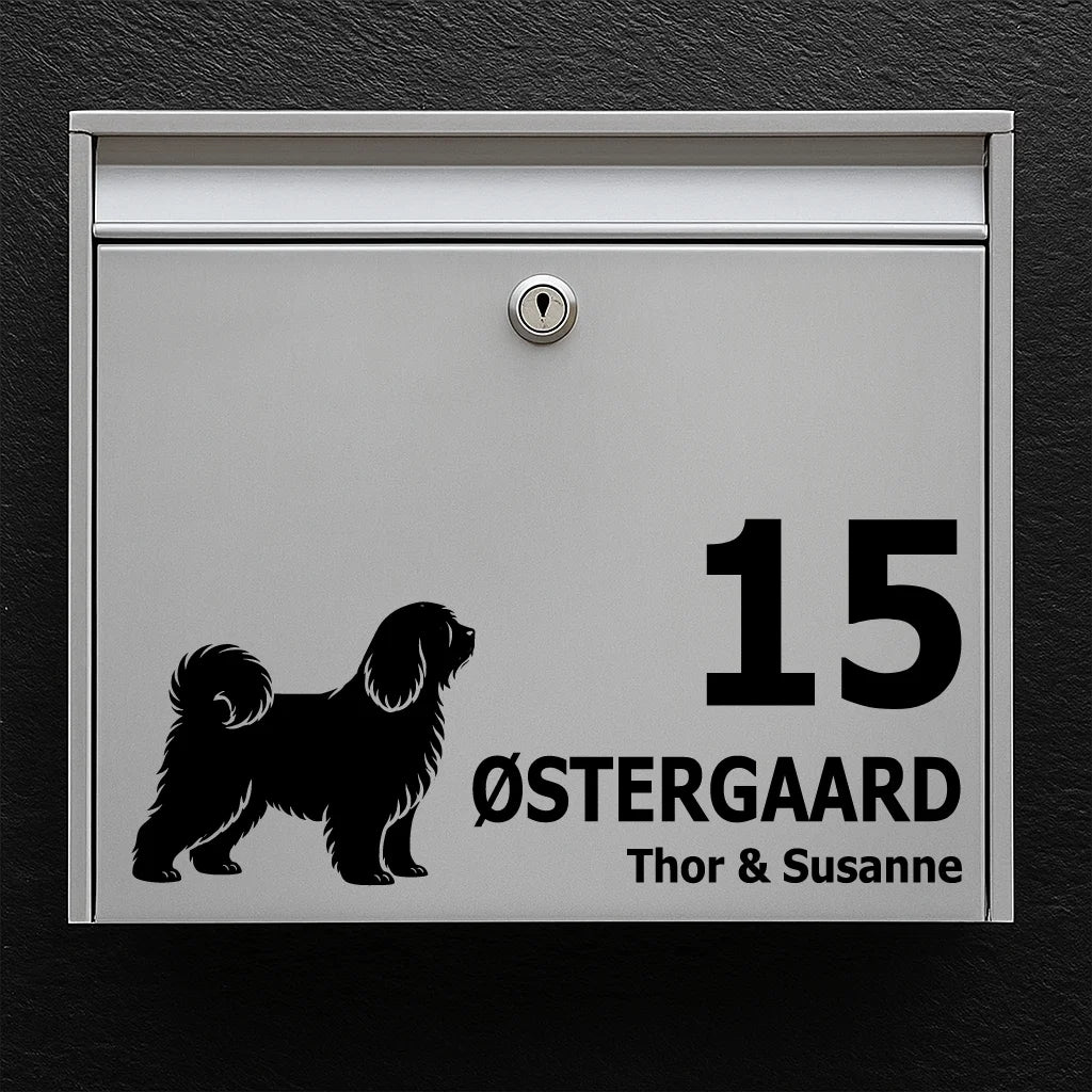 Mailbox sticker with Tibetan Terrier