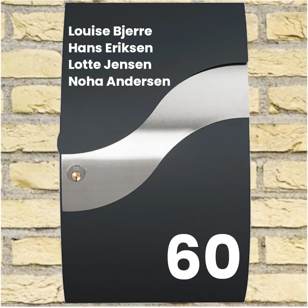 Mailbox sticker - Wave layout with name list & large house number