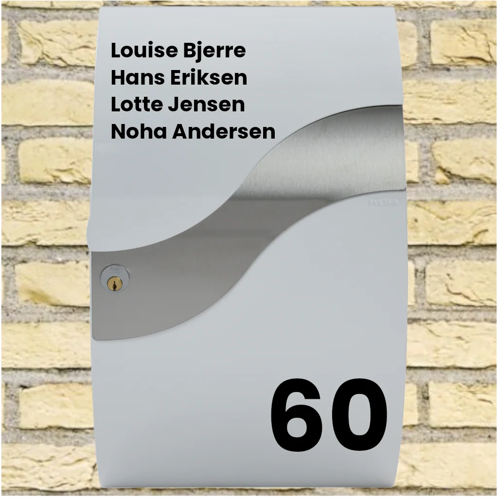 Mailbox sticker - Wave layout with name list & large house number