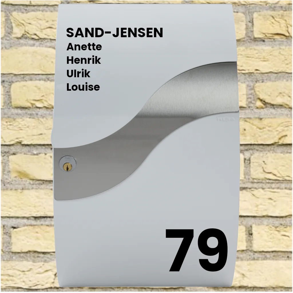 Mailbox sticker – Wave layout with last name, first names & house number