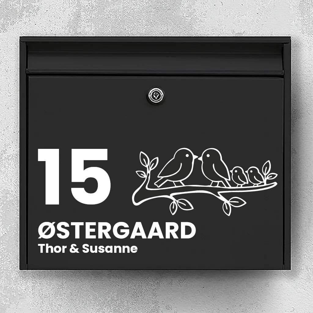 Mailbox sticker with birds on branch