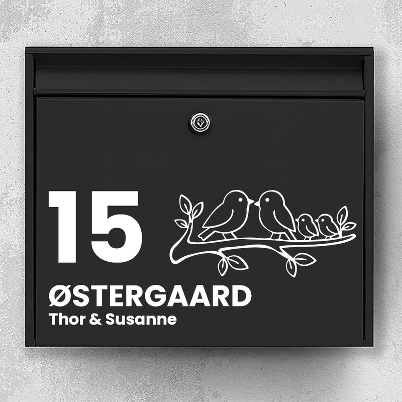 Mailbox sticker with birds on branch