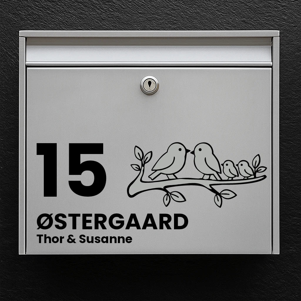 Mailbox sticker with birds on branch